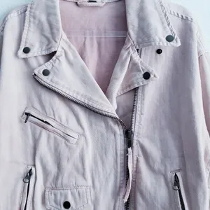 Free People Oversized Rose Moto Denim Jacket thumbnail 5