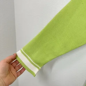 Vintage 90s Pastel Lime Green Sweater Set Striped Trim Clueless Preppy‎ Momcore thumbnail 8