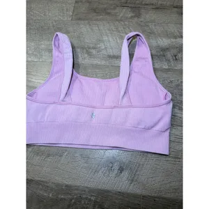 Ribbed‎ Seamless Padded Sports Bra Lilac Purple Large XL thumbnail 2