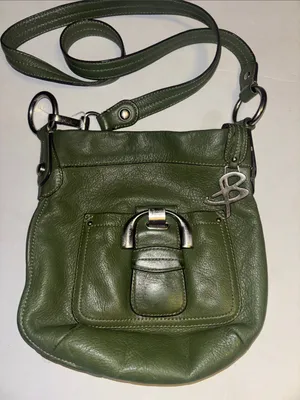 B Makowsky Olive Green Leather Crossbody Silver Hardware With B Hang Tag thumbnail 1