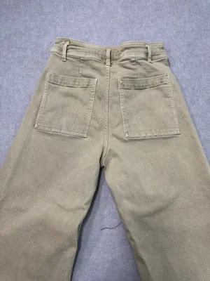 Zara Wide Leg Jeans Size USA 8 Khaki Frayed Hem thumbnail 6