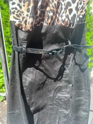 XOXO Leopard Print Bodice Black Skirt Open Back Dress thumbnail 10