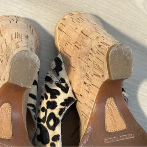 Crown by Born Leopard Print Calf Hair Cork Wedge‎ Sandal 8M Tan Black N22016 thumbnail 8