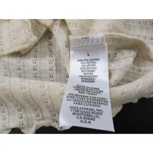 Celebrity Pink L Cream Cardigan Pointelle Ribbed Scallop Trim Long Sleeve NWT thumbnail 8