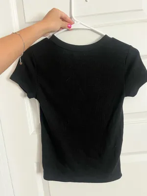 Black waffle knit american eagle tee thumbnail 2