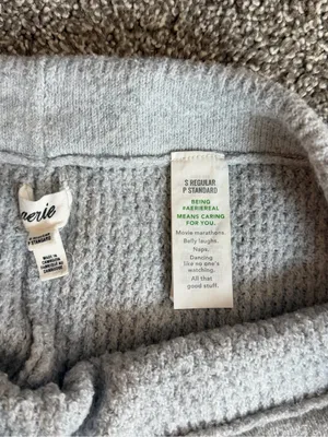 Aerie Gray Waffle Knit Wide Leg Lounge Pants Drawstring Size Small thumbnail 3