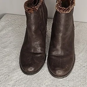 Lucky Brand Yorque leather brown wedge ankle booties boots sz 8 thumbnail 3