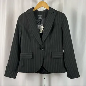 NEW George Size 4 Stripe One Button Blazer Twill Jacket Black thumbnail 1