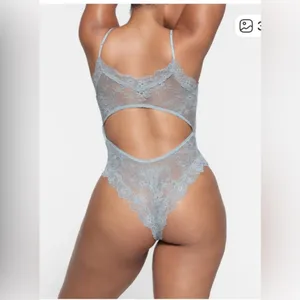 Skims Skims Ultra Fine Lace Teddy in Denim Small New without tags thumbnail 2