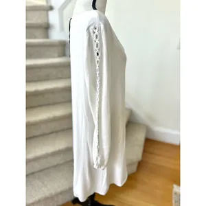 NWT Lovers + Friends Gracie White Crochet Sleeve V-Neck Shift Dress thumbnail 3