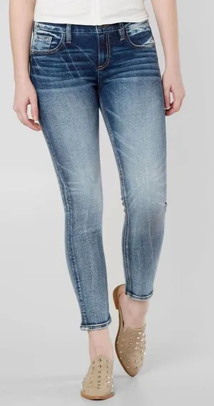 NEW Sz 26/2 MISS ME JEANS WOMEN SKINNY MID RISE FLAP BUTT POCKETS MEDIUM DARK thumbnail 1