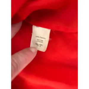 J Crew Red V Neck Long Sleeve Pleated Casual Blouse Top Women‎ Size M Holiday thumbnail 5