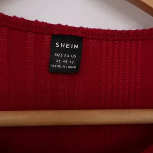 SHEIN Tunic Top Womens 12 Mixed Media Babydoll Red White Ribbed Peplum Excellent thumbnail 2