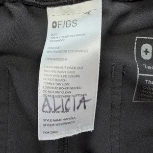 FIGS Yola Skinny Scrub Pants Women’s Large Black Technical Collection thumbnail 7