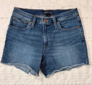J.Crew Mercantile Women 27 Medium Wash High Rise Raw Hem Denim Shorts Cutoffs‎ thumbnail 1