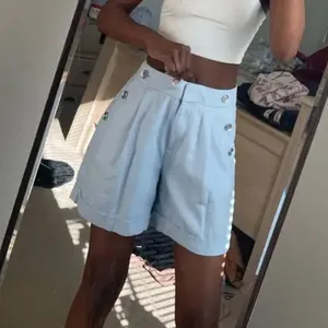 Michael Kors Blue Linen Trouser Shorts SIZE 10 Pleated Wide Leg Designer $125 thumbnail 7