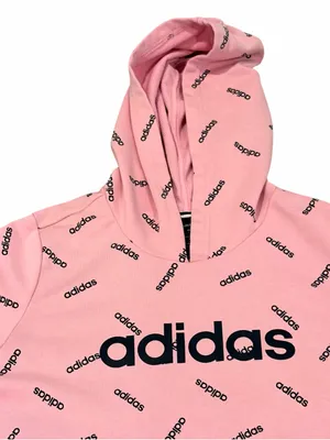 adidas Pink All-Over Logo Hoodie women’s size large thumbnail 3