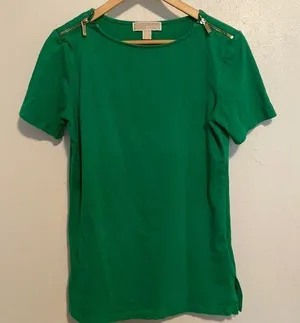 MICHAEL Michael Kors Green Zipper T-Shirt thumbnail 1