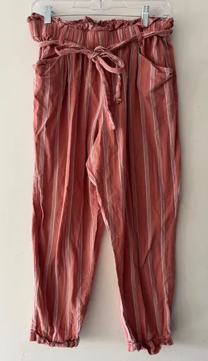 Thread & Supply Pink and White Linen‎ Paperbag Pants thumbnail 1