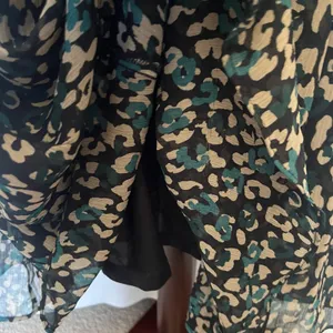 Tommy Hilfiger Maxi Dress 6 Dark Boho Y2K Whimsigoth Sheer Animal Print Tie Neck thumbnail 11