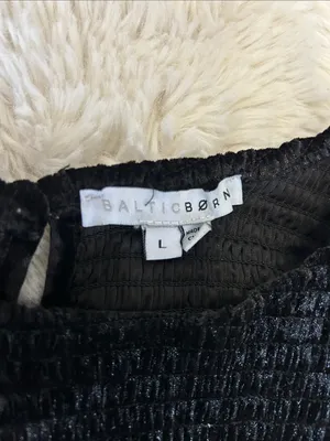 Baltic Born Black Crushed Velvet Smocked Dress thumbnail 6