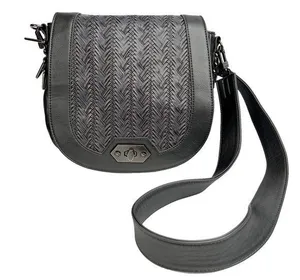 Steve Madden Gray Woven Faux Leather Crossbody Saddle Bag Purse thumbnail 1