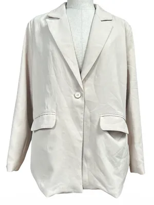 Peppermayo Italian Cities Oversized Tan Blazer Size US 8 Officewear Quiet Luxury thumbnail 2