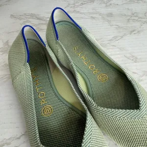 Rothy's The Point Shoes Womens Size 7.5 Green Knit Flats‎ Washable Eco Friendly thumbnail 5