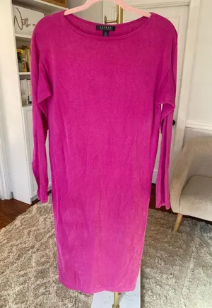 Lauren Ralph Lauren Silk Pink Midi Dress Minimalist Quiet Luxury Bright Parisian thumbnail 1
