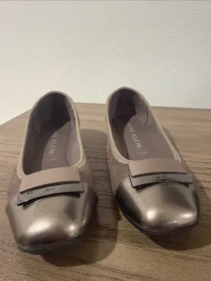 Anne Klein Metallic Taupe Slip-On Ballet Flats with Buckle thumbnail 3