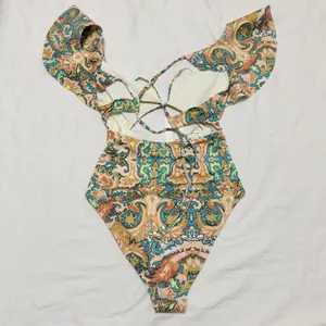Cleobella Harlow One Piece Swimsuit Las‎ Palmas Paisley Ruffle Size Medium- NWT thumbnail 4