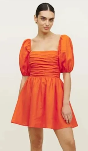 Reformation Zula Linen Mini Dress in Orange 12 thumbnail 1