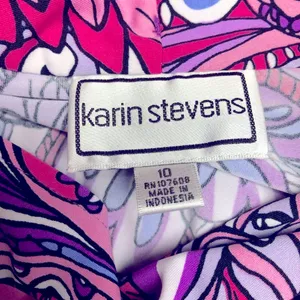 Karin Stevens Paisley Print Dress With Belt Size 10 thumbnail 12