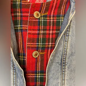 Vintage Denim Y2K Jou Jou‎ Vest Red Plaid Flannel Lining Size S thumbnail 3