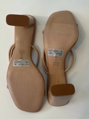 NWT SCHUTZ Chessie Tan Nude Leather Strappy Block Heel Sandals - Size: 10 thumbnail 3