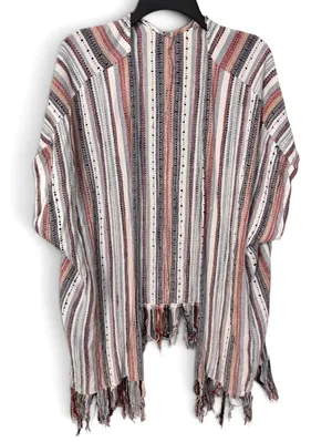 Altar’d State Striped Fringe Open Front Poncho Top Size S Boho Southwestern thumbnail 1