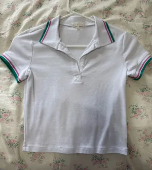Ultra Flirt White Cropped Collared Top thumbnail 1