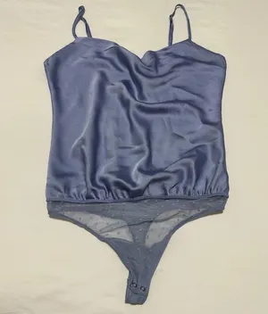 Abercrombie Women’s Cowl Neck Purplish Blue Bodysuit Top Sz S Small thumbnail 1