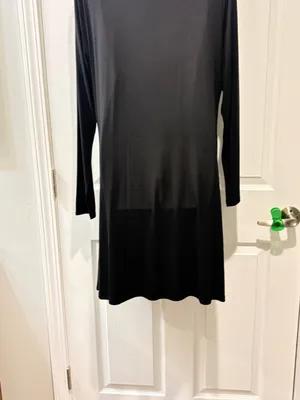 Betabrand Women’s Black Long Sleeve A-Line Dress Size Large Pockets thumbnail 4