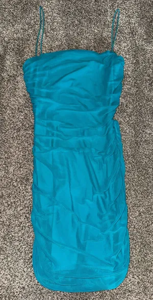 Princess Polly Turquoise Ruched Mini Bodycon Dress with Open Back thumbnail 1