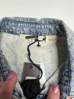 NWT miss me acid wash denim shirt medium thumbnail 8