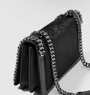 ZARA BLACK CHAIN EMBOSSED BAG thumbnail 3