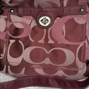 Coach Penelope signature plum purple sateen leather crossbody shoulder bag thumbnail 2