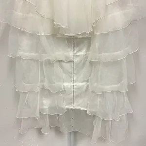 NWT‎ Akira Once Upon A Dream Ruffle Assymetric Maxi Skirt White Large Low High thumbnail 6