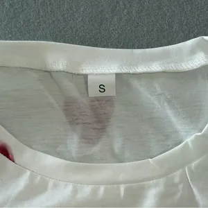 Women's 3/4 Sleeve White and Red Heart Top Size Size S #260568 thumbnail 2