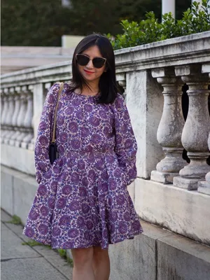 J. Crew NWT Palermo Linen Smocked Waist Bouquet Floral Purple Printed Medium thumbnail 5