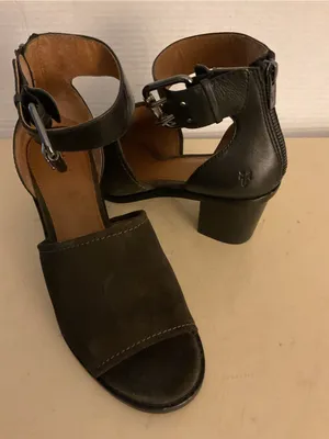 Frye Black Suede & Leather Ankle-Strap Block Heel Brielle Sandals US 8 thumbnail 11
