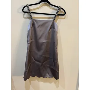 Kate Spade satin mini‎ dress with beaded straps Gray Size 0 thumbnail 2