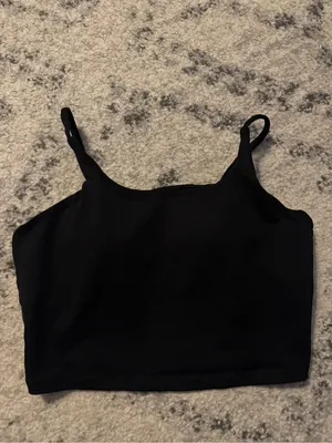 Halara Women's S Black Activewear Cropped Tank Built-In Bra Square Neck thumbnail 3
