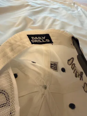 Daily Drills Vintage DD SnapBack Hat/Cap in White and Navy Blue thumbnail 5